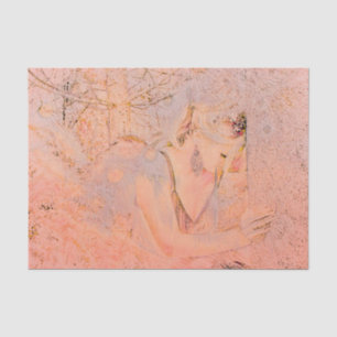 Papel De Seda Ángel Elegante Rosa Oro Peach Floral Antiguo