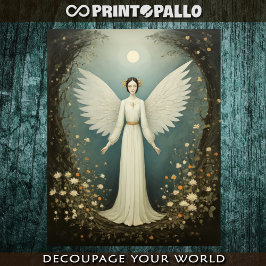 Papel De Seda Ángel estilizado de 1920 con flores