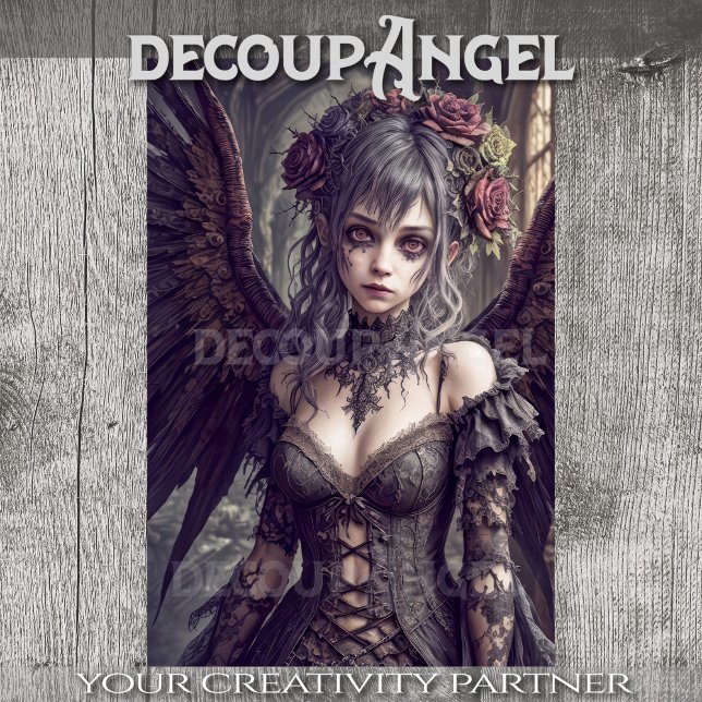 Papel De Seda Ángel gótico: Chantal - Decoupage - (Subido por el creador)