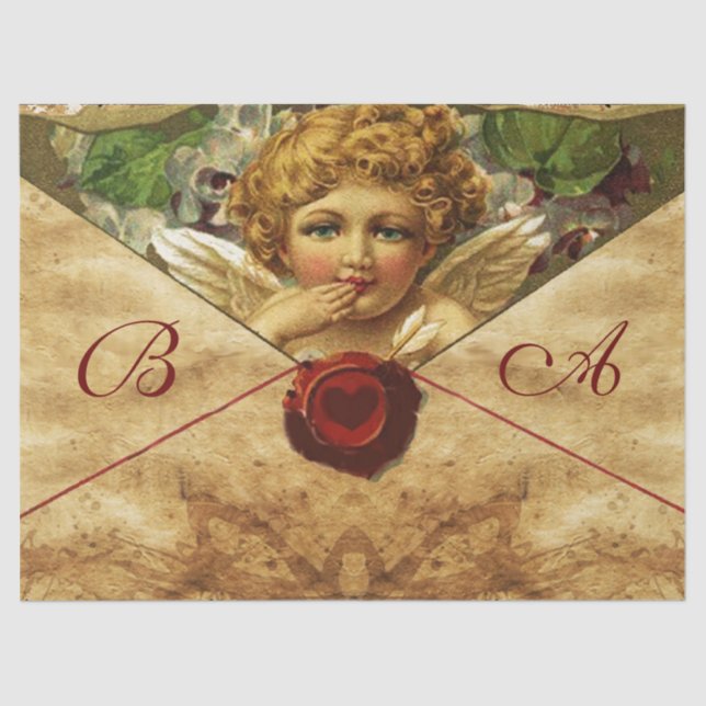 Papel De Seda ANGEL HEART RED WAX SEAL PARCHE Monograma (Anverso)