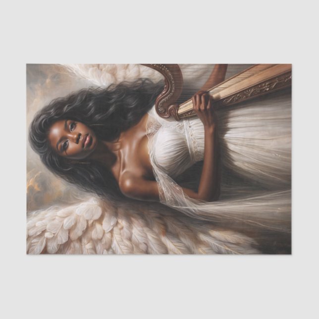 Papel De Seda Angel Holding Harp (Anverso)