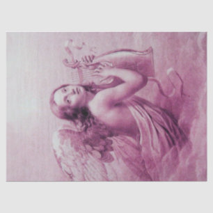 Papel De Seda ANGEL JUGANDO LYRA SOBRE NUBES Púrpura rosa
