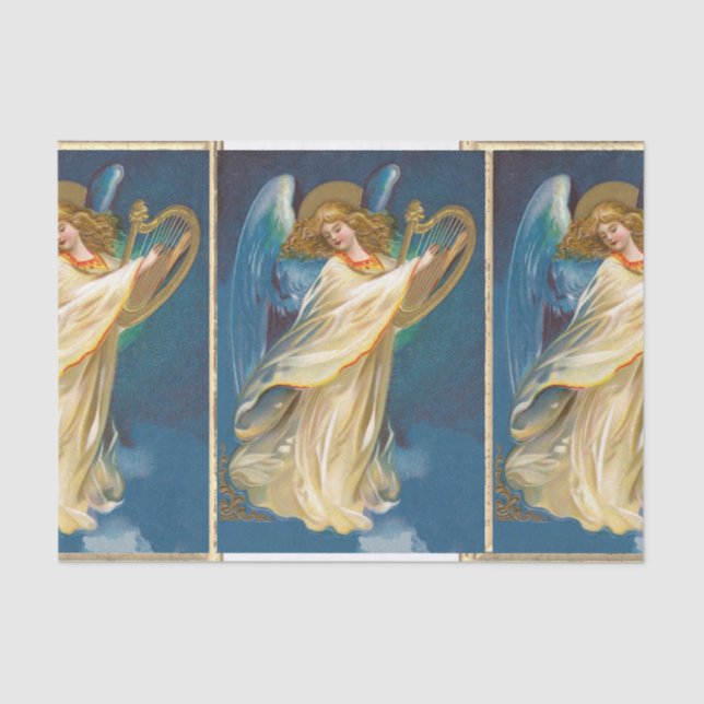 Papel De Seda Ángel Jugando Música En Un Arpa (Anverso)