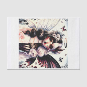 Papel De Seda Ángel Medio Diablo Oscura Belleza Hada de Ala Rota