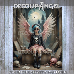 Papel De Seda Ángel Punk en Decoupage de Rayas