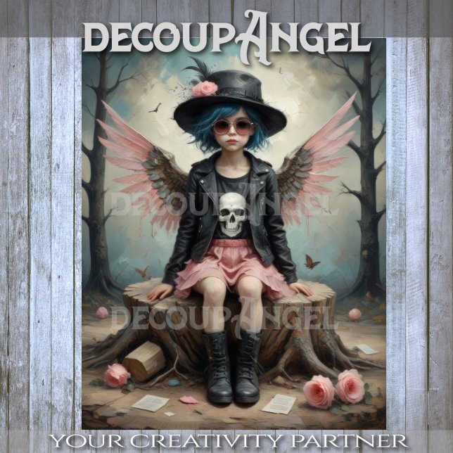 Papel De Seda Ángel rebelde rosa decoupage (Subido por el creador)
