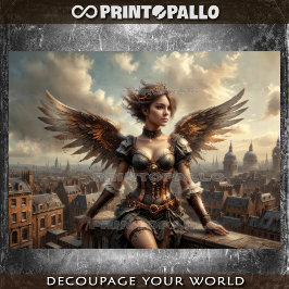 Papel De Seda Ángel steampunk en paisaje victoriano