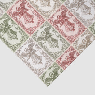 Papel De Seda Ángel victoriano floral rojo verde blanco vintage