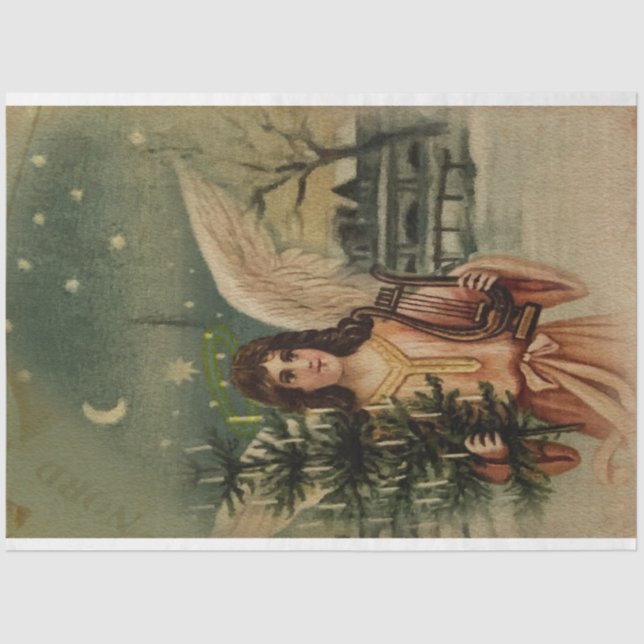 Papel De Seda Ángel viene a la ciudad con árbol de Navidad (Anverso)