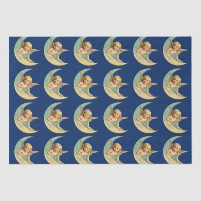 Papel De Seda Ángel Vintage en Luna Crescent (Anverso)