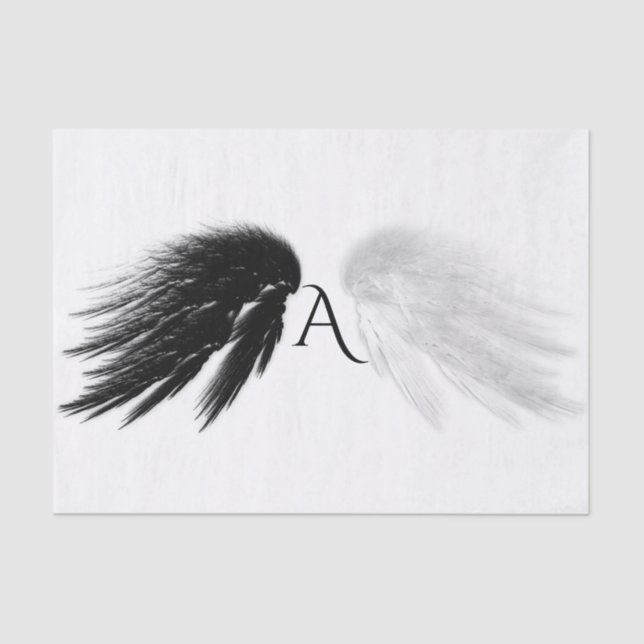 Papel De Seda ANGEL WINGS Black + White Monograma (Anverso)