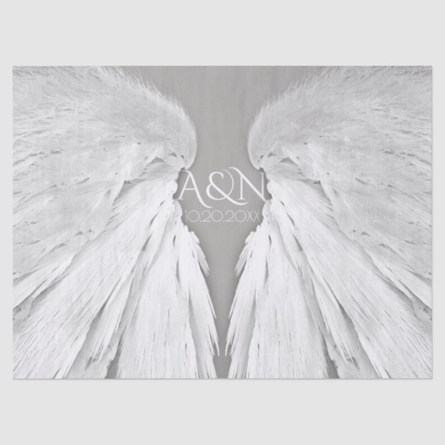 Papel De Seda ANGEL WINGS Bodas Iniciales Elegante Gris (Anverso)