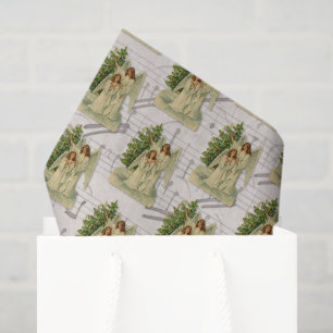 Papel De Seda Ángeles de Navidad Hoja de Música Victoriana Antig
