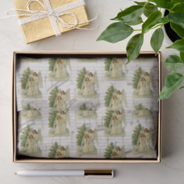 Papel De Seda Ángeles de Navidad Hoja de Música Victoriana Antig