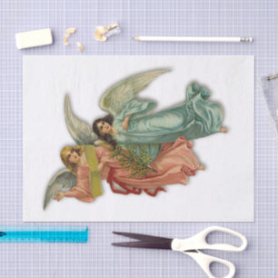 Papel De Seda Ángeles de Navidad Victorianos Religiosos Vintage