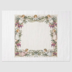 Papel De Seda Ángeles Kate Greenaway Guirnalda Fuchsia Decoupage