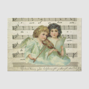 Papel De Seda Ángeles victorianos violín y partitura