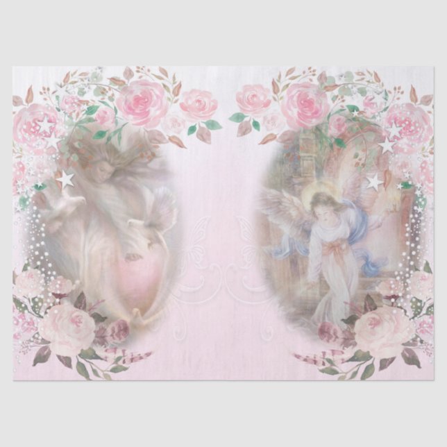 Papel De Seda Ángeles y Rosas y desenlace rosado (Anverso)