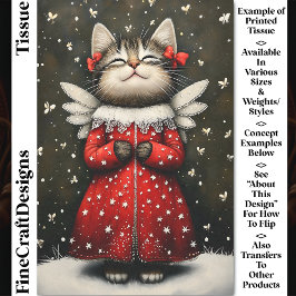 Papel De Seda Angelic Whimsical Kitten Angel Fairy CQ7 Decoupage