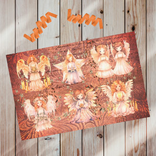 Papel De Seda Angels y estrellas Chicas de época bonito en bronc