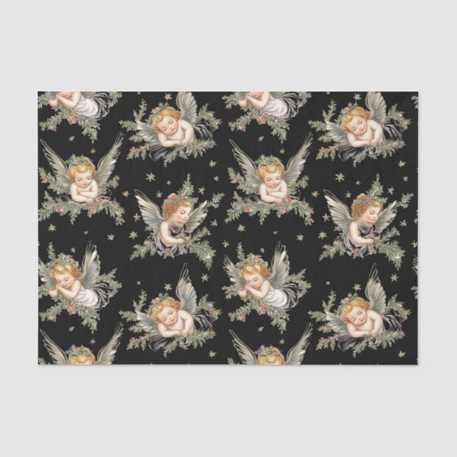 Papel De Seda Ángulos vintage patrón negro (Anverso)