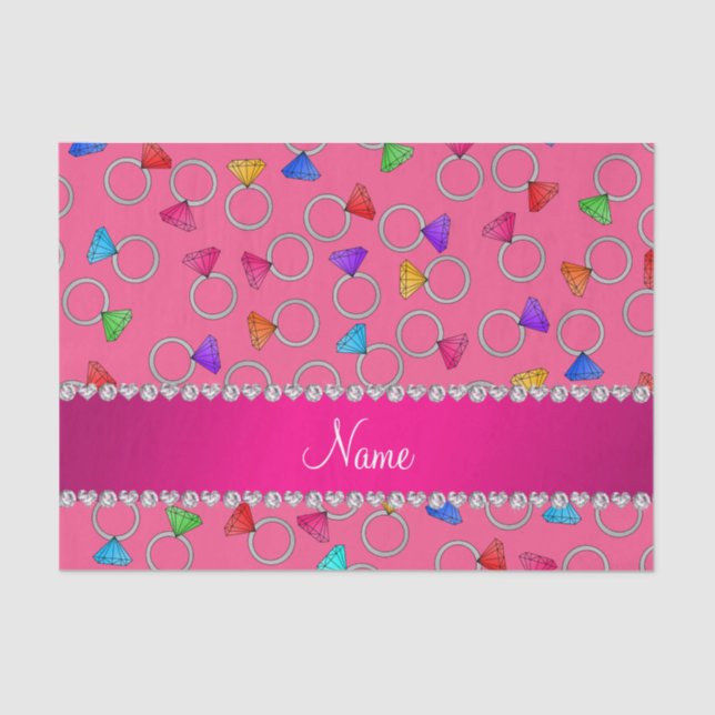 Papel De Seda Anillo de diamante rosado conocido personalizado (Anverso)