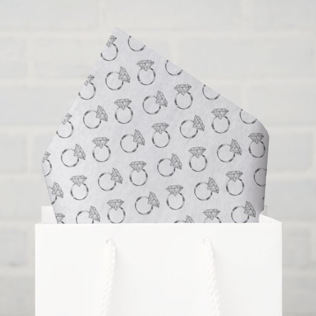 Papel De Seda Anillos de Boda de Diamante con Patrón de Plata (Bolsa de regalo)