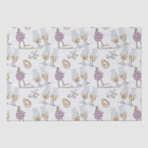 Papel De Seda Anillos de Boda y Champán