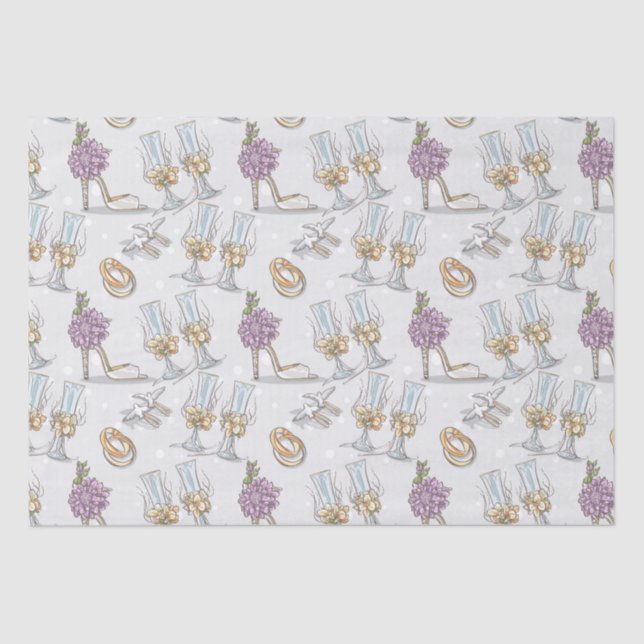 Papel De Seda Anillos De Boda Y Champán (Anverso)