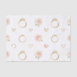 Papel De Seda Anillos románticos y rosas patrón continuo