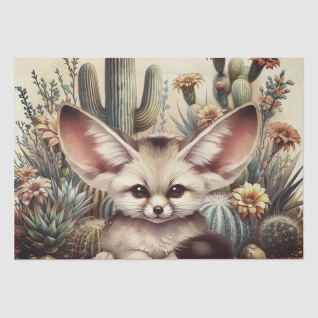 Papel De Seda Animal Cute Fennec Fox (Anverso)
