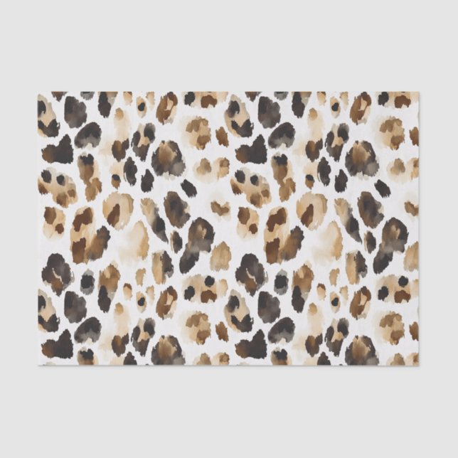 Papel De Seda Animal de leopardo de las cremas marrones (Anverso)