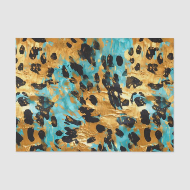 Papel De Seda Animal del Leopardo Negro de Aqua Gold (Anverso)