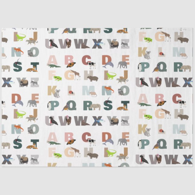 Papel De Seda Animales ABC Cute Alphabet (Anverso)