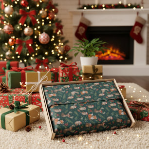 Papel De Seda Animales adorables del bosque de Navidad Animales