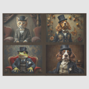 Papel De Seda Animales antropomórficos, gatos, perros, ranas