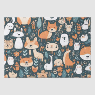 Papel De Seda Animales bonitos diseño de decoración verde