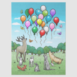 Papel De Seda Animales con globos de cumpleaños coloridos