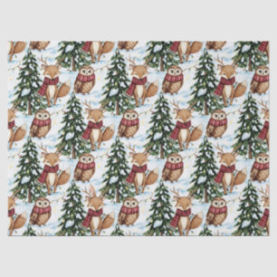 Papel De Seda Animales de Bosque Invernal Patrón de Navidad