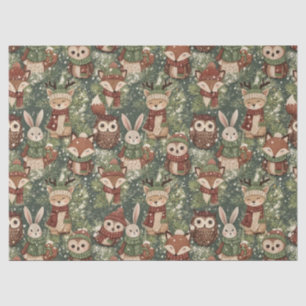 Papel De Seda Animales de Bosque Patrón de Navidad – Tierno Invi