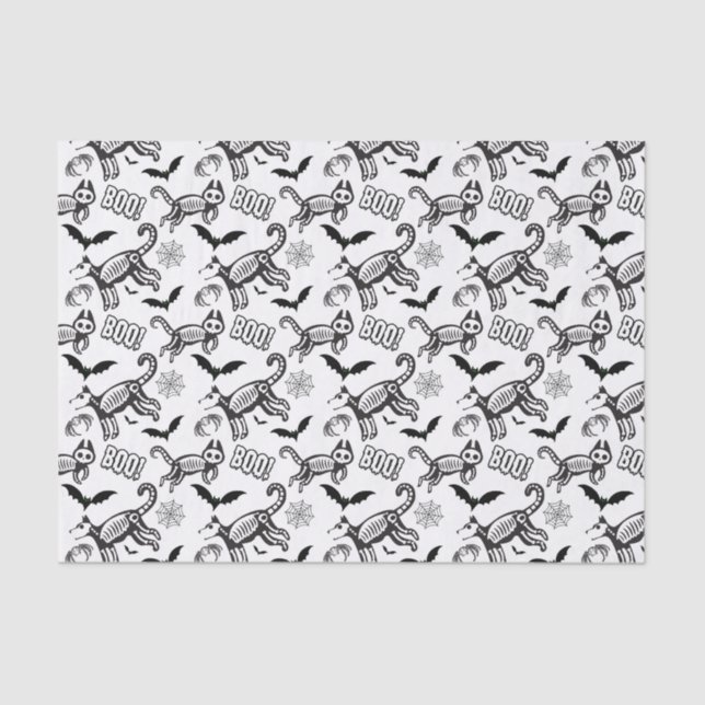 Papel De Seda Animales de esqueleto blanco (Anverso)