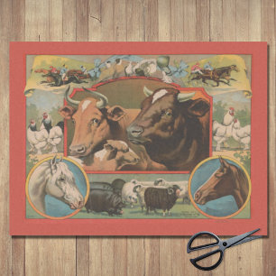 Papel De Seda Animales de granja Ad decoupage efímero