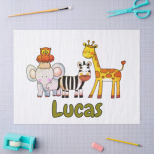 Papel De Seda Animales de safari de dibujos animados lindos nomb