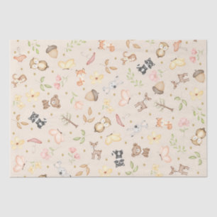 Papel De Seda Animales del Bosque con Acuarela Beige