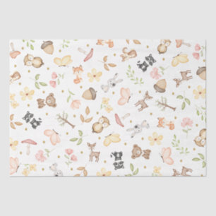 Papel De Seda Animales del Bosque con Acuarela Blanca