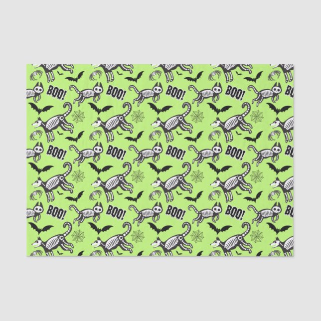 Papel De Seda Animales del Skeleton verde (Anverso)