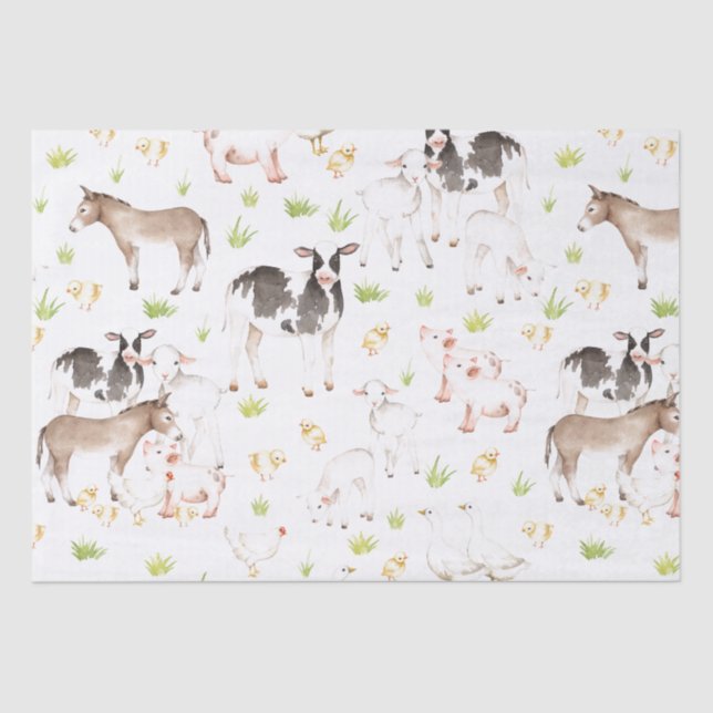 Papel De Seda Animales dibujados mano de la acuarela en la (Anverso)