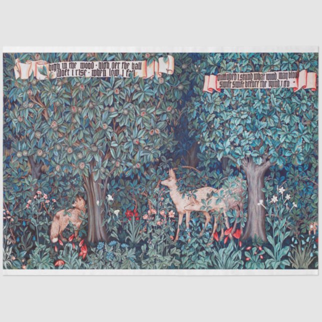 Papel De Seda Animales en el bosque, William Morris (Anverso)
