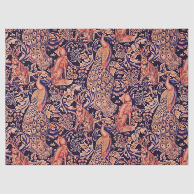 PAPEL DE SEDA ANIMALES FORESTALES, FOX, PACACACERO, CUIDADO, FLO (Anverso)