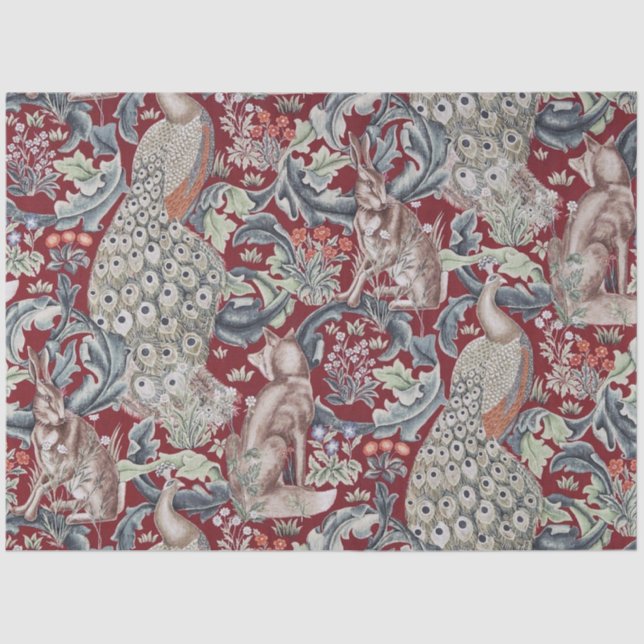 Papel De Seda Animales forestales, William Morris (Anverso)